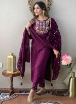 Rayon Magenta Traditional Wear Sequins Work Readymade Kurti Set